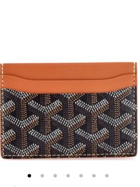Goyard Patterned Leather Card Holder in Tan and Black